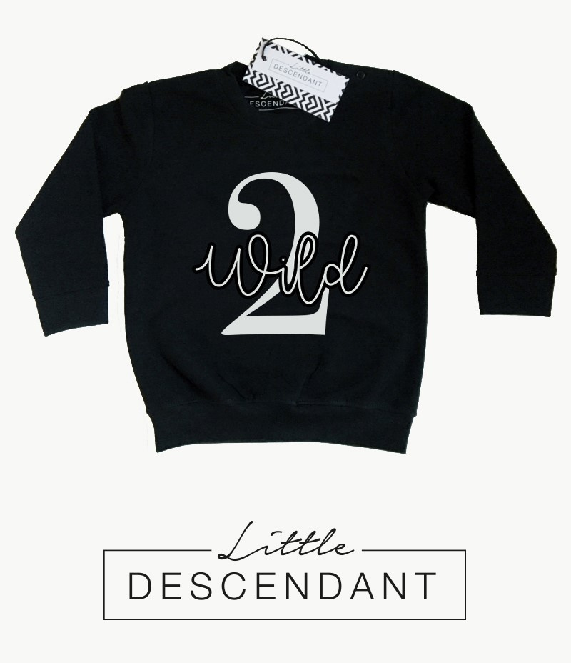 Monochrome baby en kinder sweater trui 2Wild Little Descendant