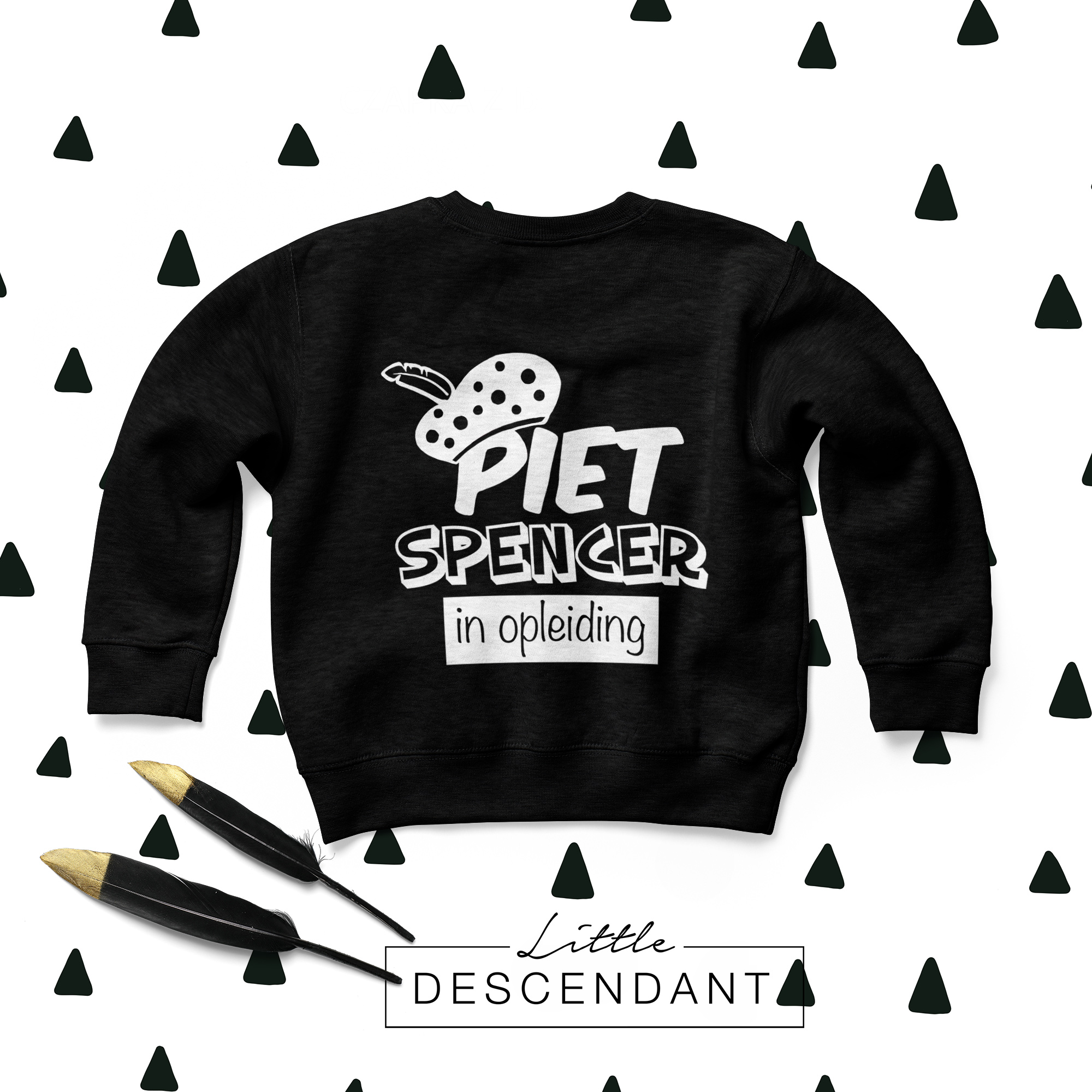 Monochrome kinder sweater/trui gepersonaliseerd "Piet naam in opleiding' - Descendant