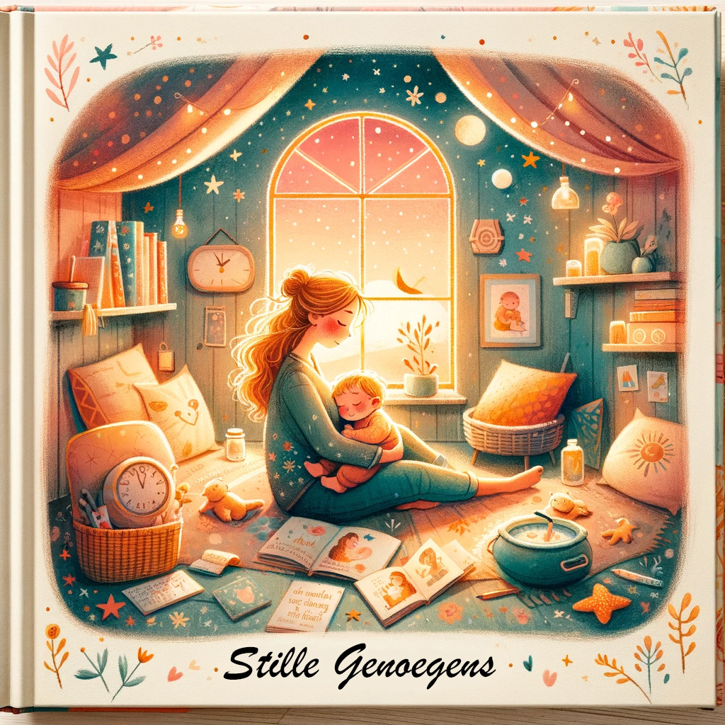 DALL·E 2024-01-28 11.59.01 - A whimsical and colorful illustration in the same style as the previous images, representing the peaceful and tender moments of parenting. The scene s